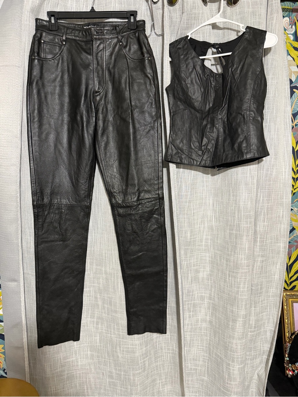 Wilsons Black Leather Vest & Pants Read Description For Details